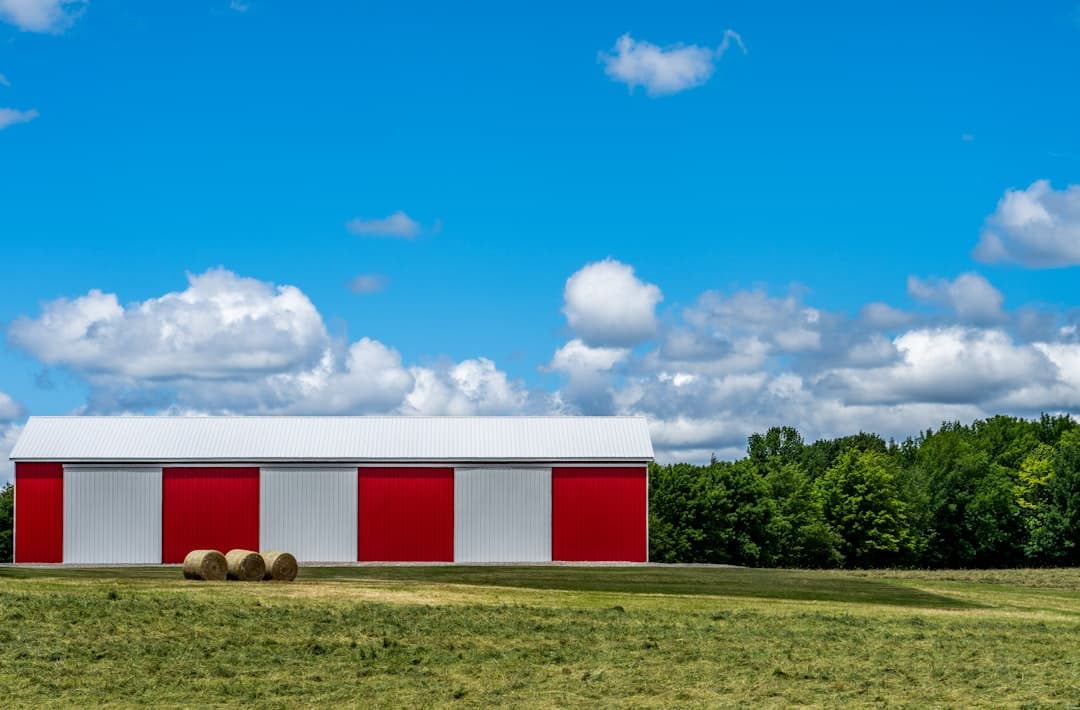 Red barn on open farmland